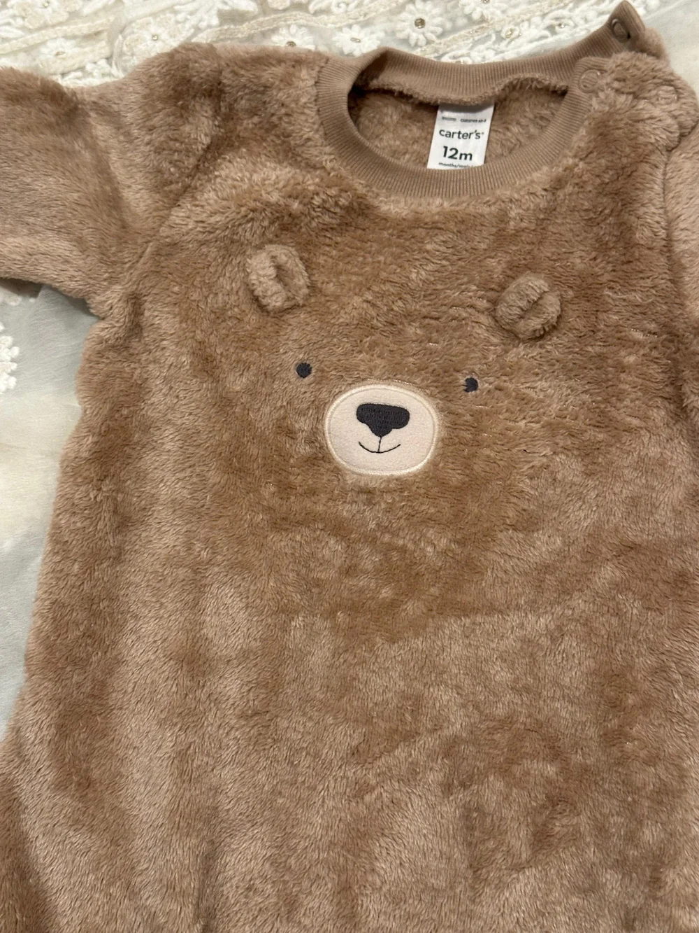 Carter's Brown Plush Bear Footed One-Piece